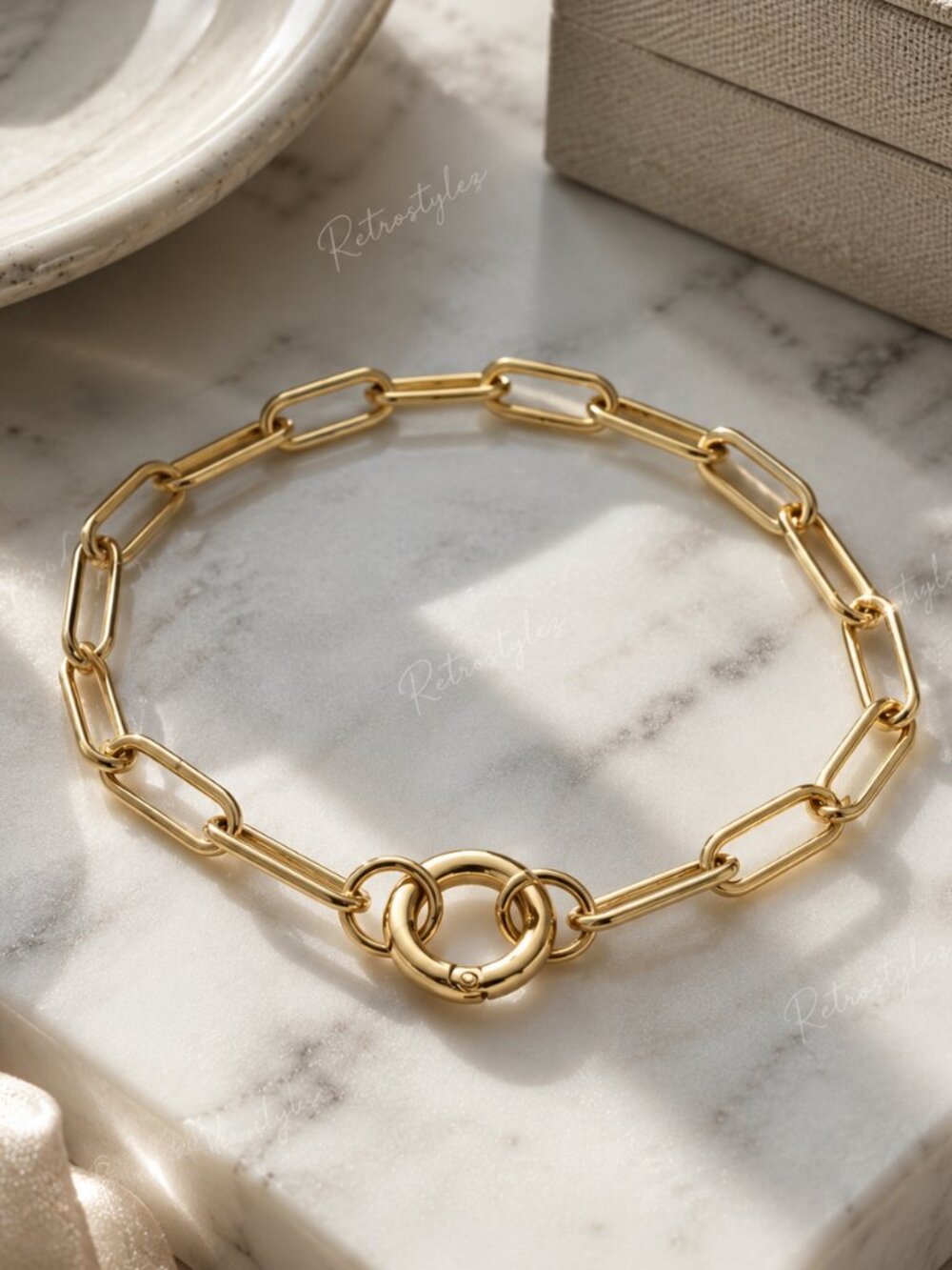 14K Gold Womens 6.5" Paperclip Chain Link Style Bracelet 6.5 inch Size Jewelry